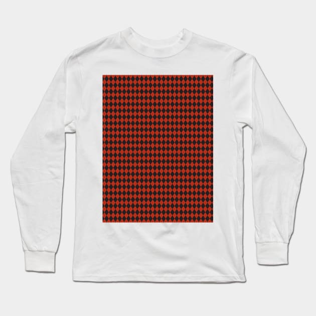 Black and Red Argyle Pattern Diamond Checks Long Sleeve T-Shirt by squeakyricardo